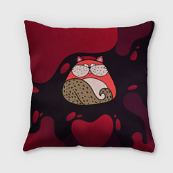 Подушка квадратная Красный абстрактный кот, цвет: 3D-принт