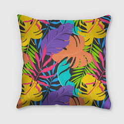 Подушка квадратная Тропические экзотические листья, цвет: 3D-принт