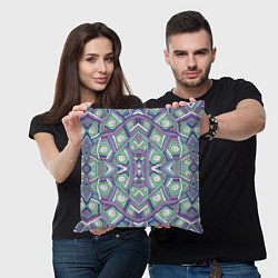 Подушка квадратная Абстрактный разноцветный принт в дудл стиле, цвет: 3D-принт — фото 2
