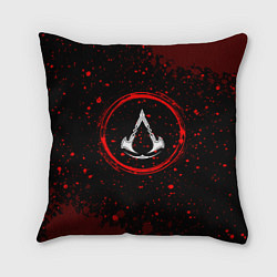 Подушка квадратная Символ Assassins Creed и краска вокруг на темном ф, цвет: 3D-принт