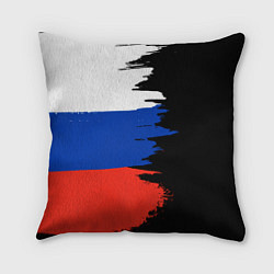 Подушка квадратная Российский триколор на темном фоне, цвет: 3D-принт