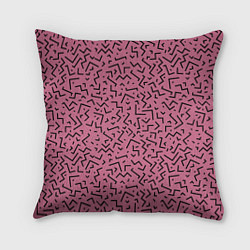 Подушка квадратная Минималистический паттерн на розовом фоне, цвет: 3D-принт
