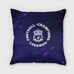 Подушка квадратная Символ Liverpool и круглая надпись Football Legend, цвет: 3D-принт