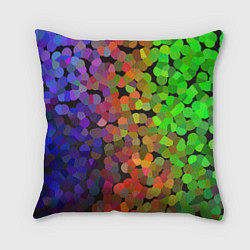 Подушка квадратная Яркая палитра красок - блики, цвет: 3D-принт