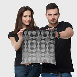 Подушка квадратная Геометрический узор в серых тонах градиент, цвет: 3D-принт — фото 2