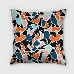 Подушка квадратная Абстрактный современный разноцветный узор в оранже, цвет: 3D-принт