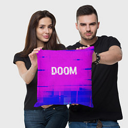 Подушка квадратная Doom Glitch Text Effect, цвет: 3D-принт — фото 2