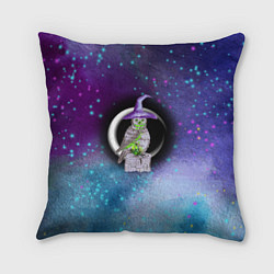 Подушка квадратная Сова-колдунья с зельем на фоне ночного неба, цвет: 3D-принт