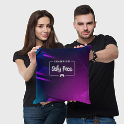 Подушка квадратная Sally Face Gaming Champion: рамка с лого и джойсти, цвет: 3D-принт — фото 2