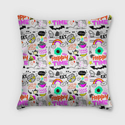 Подушка квадратная HAPPY TIME, цвет: 3D-принт