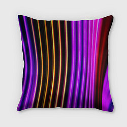 Подушка квадратная Неоновые линейные фонари - Фиолетовый, цвет: 3D-принт