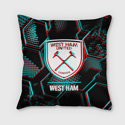 Подушка квадратная West Ham FC в стиле Glitch на темном фоне, цвет: 3D-принт