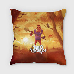 Подушка квадратная Hello Neighbor Привет сосед Сосед с лопатой, цвет: 3D-принт