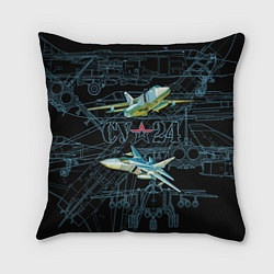 Подушка квадратная Фронтовой бомбардировщик Су-24, цвет: 3D-принт