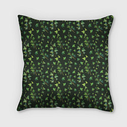 Подушка квадратная Листья зеленый плюща - паттерн, цвет: 3D-принт