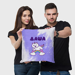 Подушка квадратная Даша кошка единорожка, цвет: 3D-принт — фото 2