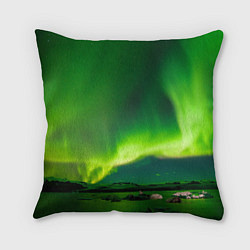 Подушка квадратная Абстрактное полярное сияние - Зелёный, цвет: 3D-принт