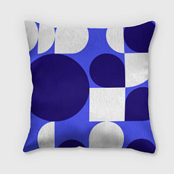 Подушка квадратная Абстрактный набор геометрических фигур - Синий фон, цвет: 3D-принт