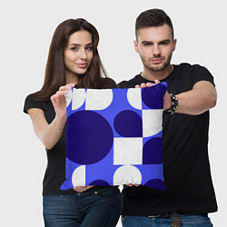 Подушка квадратная Абстрактный набор геометрических фигур - Синий фон, цвет: 3D-принт — фото 2