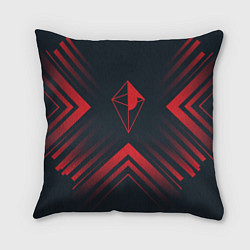 Подушка квадратная Красный символ No Mans Sky на темном фоне со стрел, цвет: 3D-принт