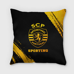 Подушка квадратная Sporting - gold gradient, цвет: 3D-принт