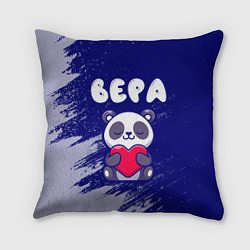 Подушка квадратная Вера панда с сердечком, цвет: 3D-принт
