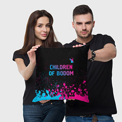 Подушка квадратная Children of Bodom - neon gradient: символ сверху, цвет: 3D-принт — фото 2