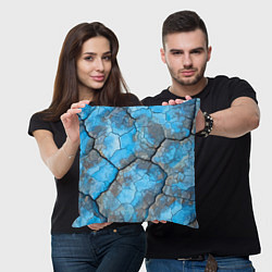 Подушка квадратная Растрескавшаяся поверхность голубого цвета, цвет: 3D-принт — фото 2