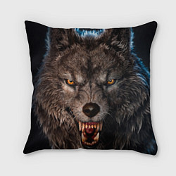 Подушка квадратная Морда злого волка, цвет: 3D-принт