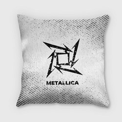 Подушка квадратная Metallica с потертостями на светлом фоне, цвет: 3D-принт