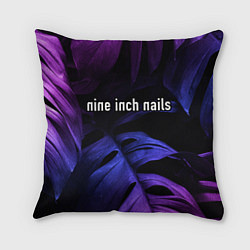 Подушка квадратная Nine Inch Nails neon monstera, цвет: 3D-принт