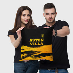 Подушка квадратная Aston Villa - gold gradient: символ сверху, цвет: 3D-принт — фото 2