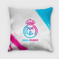 Подушка квадратная Real Madrid neon gradient style, цвет: 3D-принт
