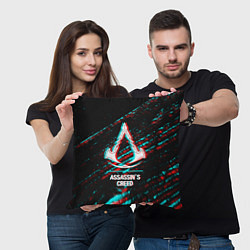 Подушка квадратная Assassins Creed в стиле glitch и баги графики на т, цвет: 3D-принт — фото 2