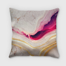 Подушка квадратная Золотые и розовые мраморные узоры, цвет: 3D-принт