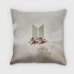 Подушка квадратная BTS Logo And Flowers, цвет: 3D-принт