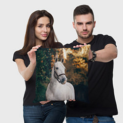 Подушка квадратная Белая лошадка, цвет: 3D-принт — фото 2