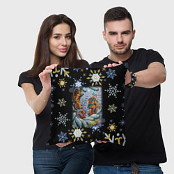 Подушка квадратная Новый год белка с бельчатами, цвет: 3D-принт — фото 2