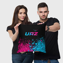 Подушка квадратная UAZ - neon gradient: символ сверху, цвет: 3D-принт — фото 2