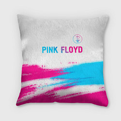 Подушка квадратная Pink Floyd neon gradient style: символ сверху, цвет: 3D-принт
