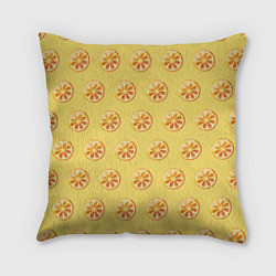 Подушка квадратная Апельсин Паттерн - Желтая версия, цвет: 3D-принт