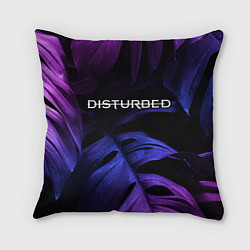 Подушка квадратная Disturbed neon monstera, цвет: 3D-принт