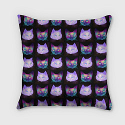Подушка квадратная Неоновые кошачьи морды, цвет: 3D-принт