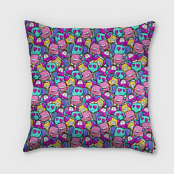 Подушка квадратная Человечки с наушниками, цвет: 3D-принт