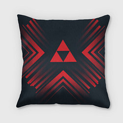 Подушка квадратная Красный символ Zelda на темном фоне со стрелками, цвет: 3D-принт