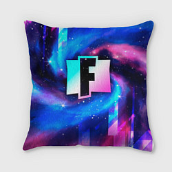 Подушка квадратная Fortnite неоновый космос, цвет: 3D-принт