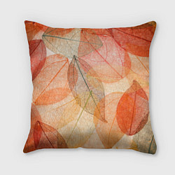 Подушка квадратная Осенние прозрачные листья, цвет: 3D-принт