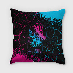 Подушка квадратная Iron Maiden - neon gradient, цвет: 3D-принт