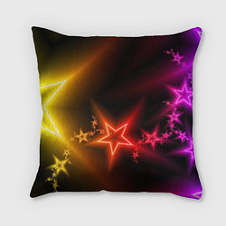 Подушка квадратная Звёзды с неоновым свечением, цвет: 3D-принт