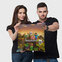 Подушка квадратная Василий Minecraft, цвет: 3D-принт — фото 2